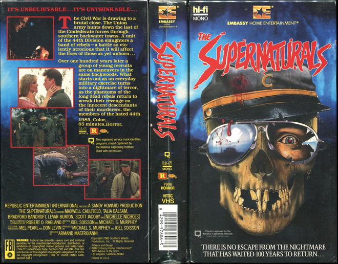 THE SUPERNATURALS, VIDEO GEMS, ACTION VHS COVER, HORROR VHS COVER, BLAXPLOITATION VHS COVER, HORROR VHS COVER, ACTION EXPLOITATION VHS COVER, SCI-FI VHS COVER, MUSIC VHS COVER, SEX COMEDY VHS COVER, DRAMA VHS COVER, SEXPLOITATION VHS COVER, BIG BOX VHS COVER, CLAMSHELL VHS COVER, VHS COVER, VHS COVERS, DVD COVER, DVD COVERS