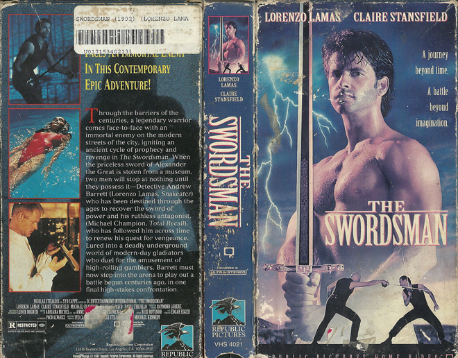 THE SWORDSMAN LORENZO LAMAS VHS COVER