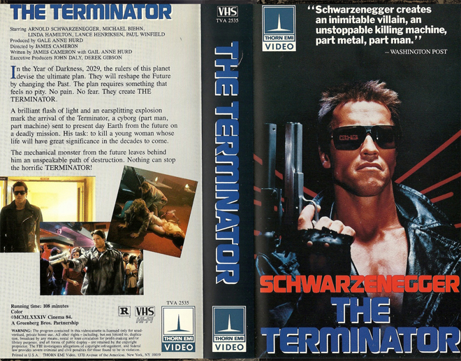 THE TERMINATOR VHS, ACTION VHS COVER, HORROR VHS COVER, BLAXPLOITATION VHS COVER, HORROR VHS COVER, ACTION EXPLOITATION VHS COVER, SCI-FI VHS COVER, MUSIC VHS COVER, SEX COMEDY VHS COVER, DRAMA VHS COVER, SEXPLOITATION VHS COVER, BIG BOX VHS COVER, CLAMSHELL VHS COVER, VHS COVER, VHS COVERS, DVD COVER, DVD COVERS