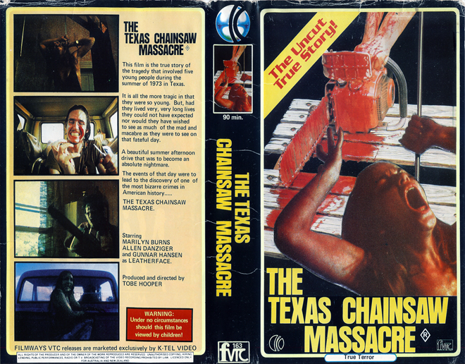 THE TEXAS CHAINSAW MASSACRE AUSTRALIAN UNCUT VHS COVER, VHS COVERS