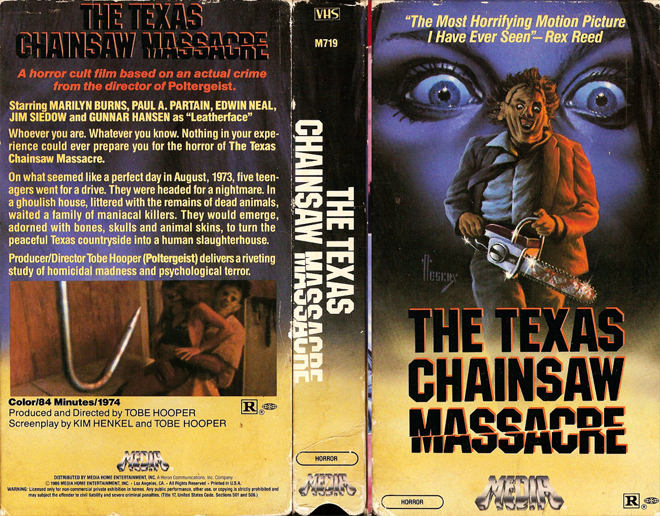 THE TEXAS CHAINSAW MASSACRE MEDIA HOME ENTERTAINMENT VHS COVER