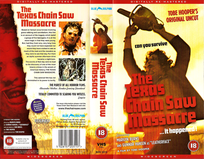 THE TEXAS CHAINSAW MASSACRE VHS COVER