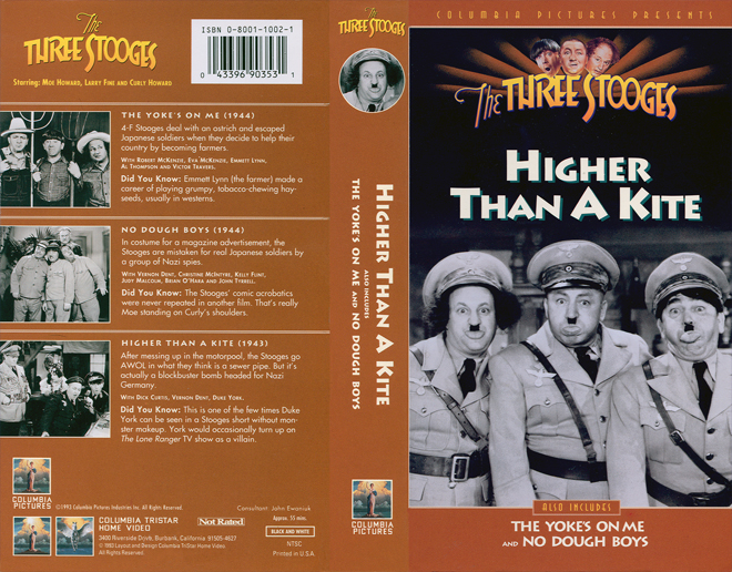 THE THREE STOOGES : HIGHER THAN A KITE, VHS COVERS, VHS COVER