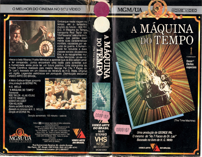 THE TIME MACHINE, BRAZIL VHS, BRAZILIAN VHS, ACTION VHS COVER, HORROR VHS COVER, BLAXPLOITATION VHS COVER, HORROR VHS COVER, ACTION EXPLOITATION VHS COVER, SCI-FI VHS COVER, MUSIC VHS COVER, SEX COMEDY VHS COVER, DRAMA VHS COVER, SEXPLOITATION VHS COVER, BIG BOX VHS COVER, CLAMSHELL VHS COVER, VHS COVER, VHS COVERS, DVD COVER, DVD COVERS