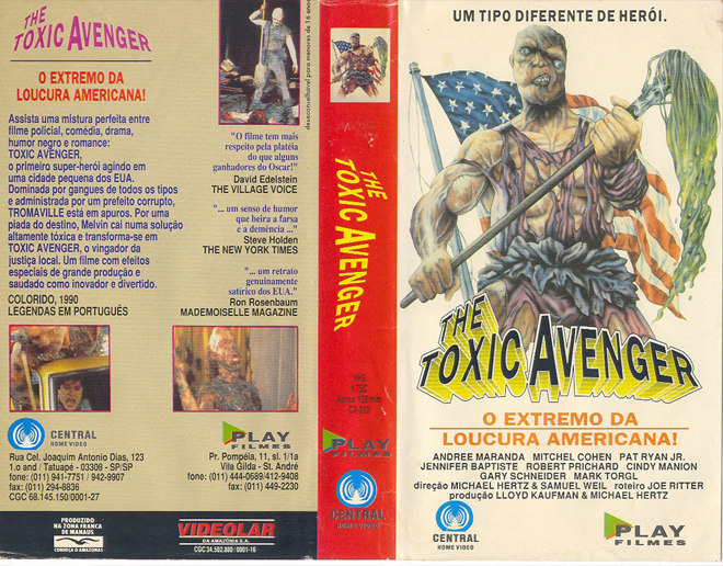 THE TOXIC AVENGER, HORROR, ACTION EXPLOITATION, ACTION, HORROR, SCI-FI, MUSIC, THRILLER, SEX COMEDY, DRAMA, SEXPLOITATION, BIG BOX, CLAMSHELL, VHS COVER, VHS COVERS, DVD COVER, DVD COVERS
