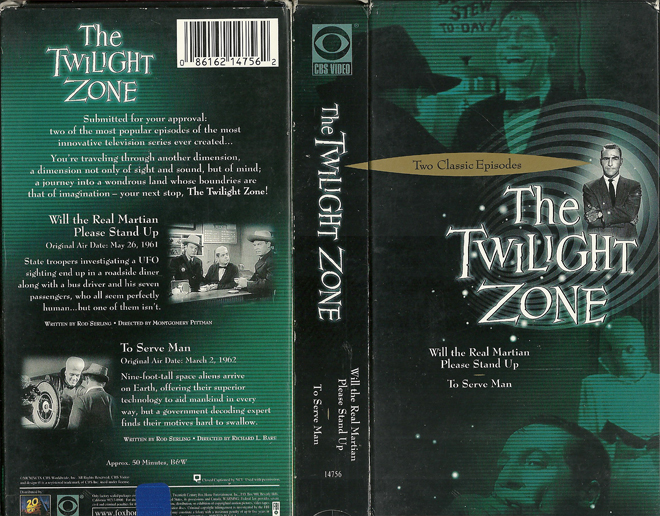 THE TWILIGHT ZONE : TO SERVE MAN, ACTION, HORROR, BLAXPLOITATION, HORROR, ACTION EXPLOITATION, SCI-FI, MUSIC, SEX COMEDY, DRAMA, SEXPLOITATION, BIG BOX, CLAMSHELL, VHS COVER, VHS COVERS, DVD COVER, DVD COVERS