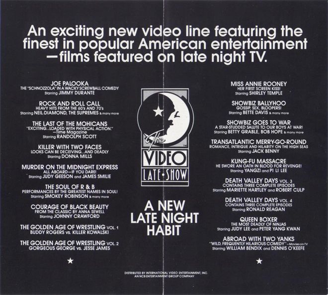 THE VIDEO LATE SHOW AD VHS COVER