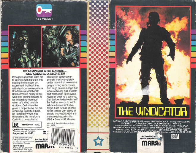 THE VINDICATOR VHS COVER