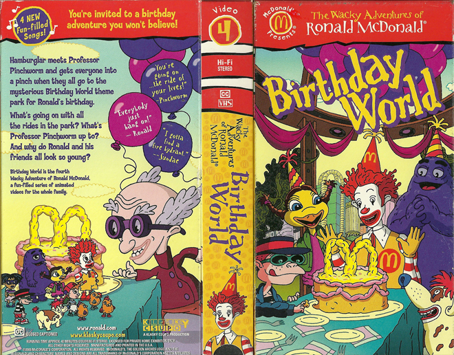 THE WACKY ADVENTURES OF RONALD MCDONALD BIRTHDAY WORLD CARTOON VHS COVER