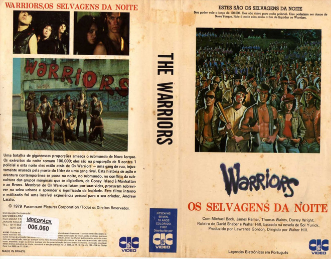 THE WARRIORS, BRAZIL VHS, BRAZILIAN VHS, ACTION VHS COVER, HORROR VHS COVER, BLAXPLOITATION VHS COVER, HORROR VHS COVER, ACTION EXPLOITATION VHS COVER, SCI-FI VHS COVER, MUSIC VHS COVER, SEX COMEDY VHS COVER, DRAMA VHS COVER, SEXPLOITATION VHS COVER, BIG BOX VHS COVER, CLAMSHELL VHS COVER, VHS COVER, VHS COVERS, DVD COVER, DVD COVERS