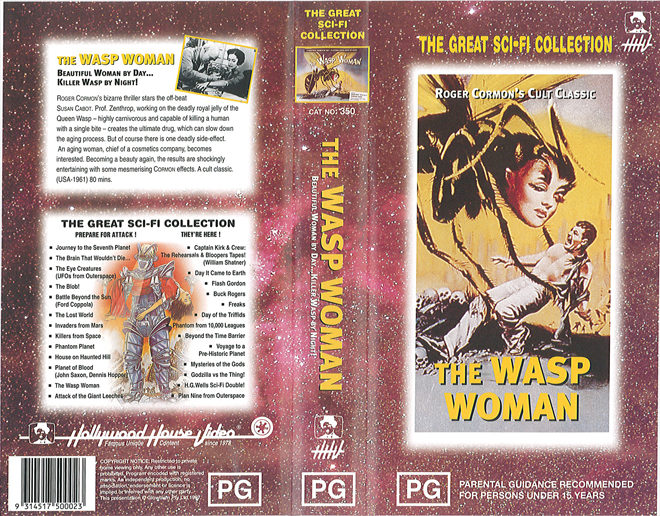 THE WASP WOMAN, ACTION VHS COVER, HORROR VHS COVER, BLAXPLOITATION VHS COVER, HORROR VHS COVER, ACTION EXPLOITATION VHS COVER, SCI-FI VHS COVER, MUSIC VHS COVER, SEX COMEDY VHS COVER, DRAMA VHS COVER, SEXPLOITATION VHS COVER, BIG BOX VHS COVER, CLAMSHELL VHS COVER, VHS COVER, VHS COVERS, DVD COVER, DVD COVERS