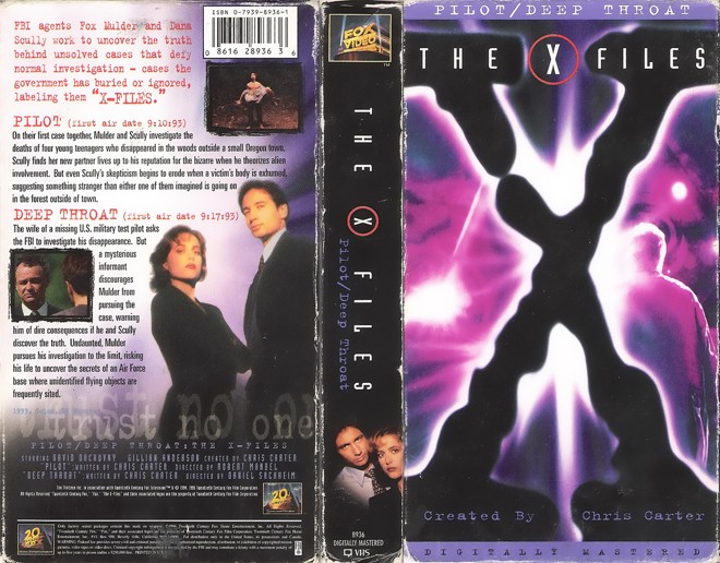 THE X FILES PILOT, HORROR, ACTION EXPLOITATION, ACTION, HORROR, SCI-FI, MUSIC, THRILLER, SEX COMEDY,  DRAMA, SEXPLOITATION, VHS COVER, VHS COVERS, DVD COVER, DVD COVERS