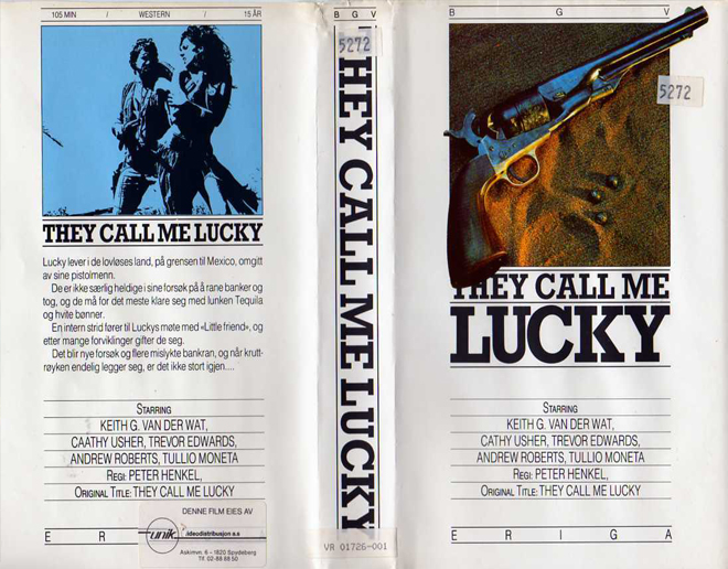 THEY CALL ME LUCKY VHS COVER, ACTION VHS COVER, HORROR VHS COVER, BLAXPLOITATION VHS COVER, HORROR VHS COVER, ACTION EXPLOITATION VHS COVER, SCI-FI VHS COVER, MUSIC VHS COVER, SEX COMEDY VHS COVER, DRAMA VHS COVER, SEXPLOITATION VHS COVER, BIG BOX VHS COVER, CLAMSHELL VHS COVER, VHS COVER, VHS COVERS, DVD COVER, DVD COVERS