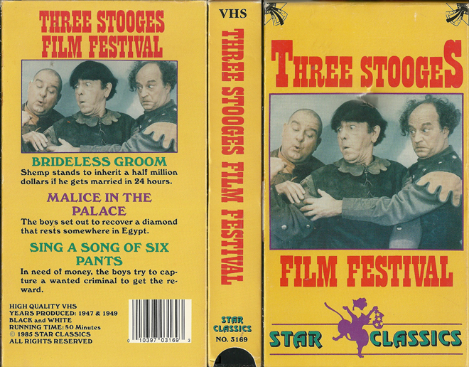 THREE STOOGES FILM FESTIVAL VHS COVER