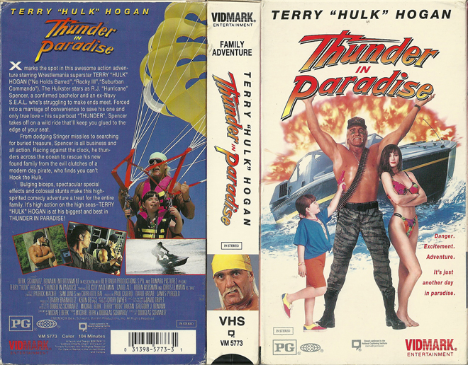 THUNDER IN PARADISE, ACTION VHS COVER, HORROR VHS COVER, BLAXPLOITATION VHS COVER, HORROR VHS COVER, ACTION EXPLOITATION VHS COVER, SCI-FI VHS COVER, MUSIC VHS COVER, SEX COMEDY VHS COVER, DRAMA VHS COVER, SEXPLOITATION VHS COVER, BIG BOX VHS COVER, CLAMSHELL VHS COVER, VHS COVER, VHS COVERS, DVD COVER, DVD COVERS