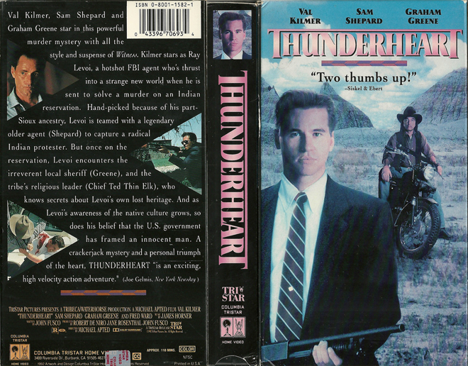 THUNDERHEART VAL KILMER VHS COVER