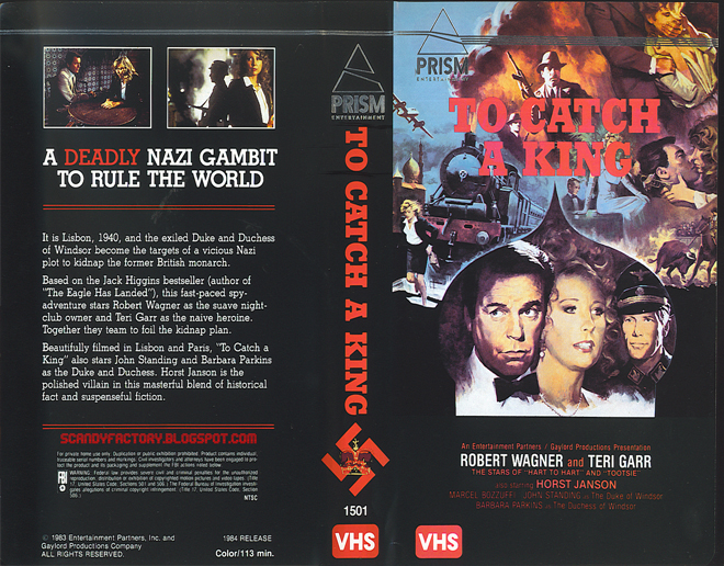 TO CATCH A KING NAZIS, BIG BOX, HORROR, ACTION EXPLOITATION, ACTION, HORROR, SCI-FI, MUSIC, THRILLER, SEX COMEDY,  DRAMA, SEXPLOITATION, VHS COVER, VHS COVERS, DVD COVER, DVD COVERS