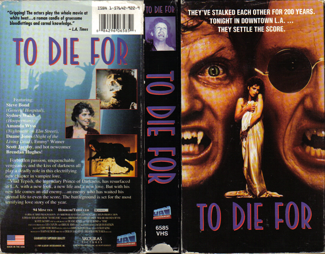 TO DIE FOR VHS COVER