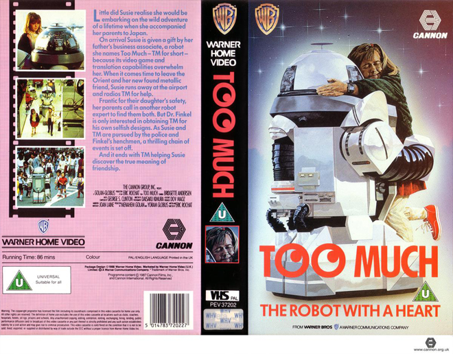 TOO MUCH : THE ROBOT WITH A HEART VHS COVER, VHS COVERS