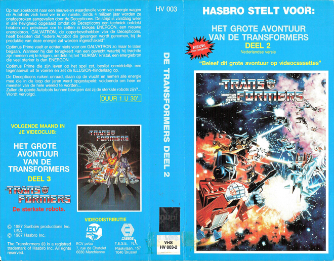 TRANSFORMERS VHS COVER, VHS COVERS