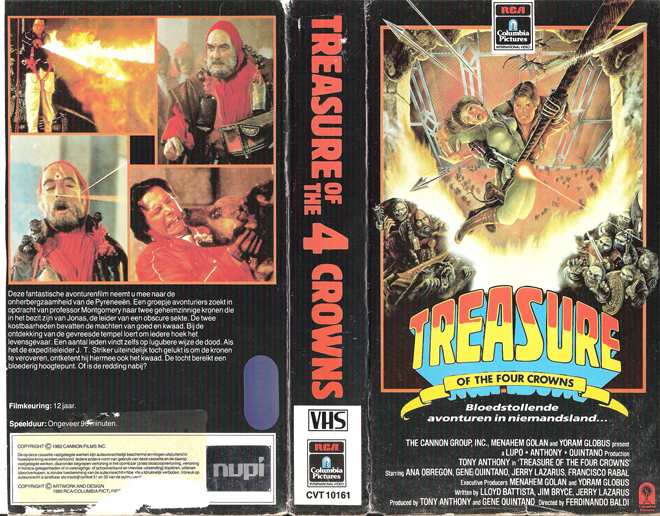 TREASURE OF THE FOUR CROWNS, NETHERLANDS, VESTRON VIDEO INTERNATIONAL, BIG BOX, HORROR, ACTION EXPLOITATION, ACTION, HORROR, SCI-FI, MUSIC, THRILLER, SEX COMEDY,  DRAMA, SEXPLOITATION, VHS COVER, VHS COVERS, DVD COVER, DVD COVERS