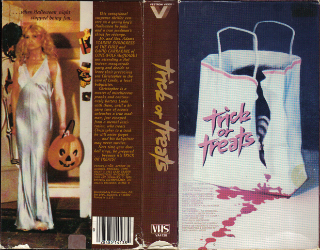 TRICK OR TREAT VESTRON VIDEO, VHS COVERS, VHS COVER 