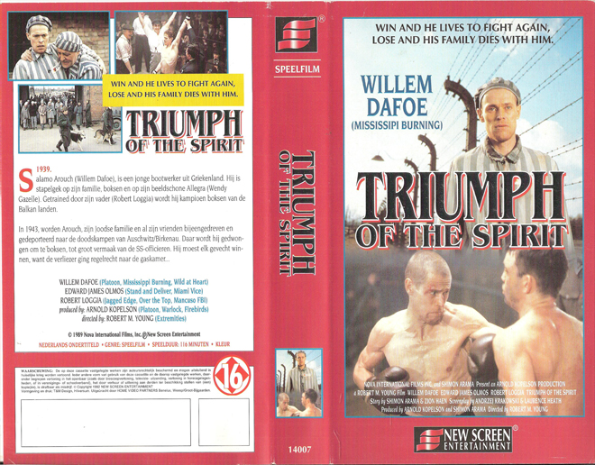 TRIUMPH OF THE SPIRIT, NETHERLANDS, VESTRON VIDEO INTERNATIONAL, BIG BOX, HORROR, ACTION EXPLOITATION, ACTION, HORROR, SCI-FI, MUSIC, THRILLER, SEX COMEDY,  DRAMA, SEXPLOITATION, VHS COVER, VHS COVERS, DVD COVER, DVD COVERS
