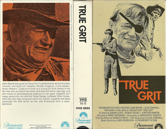TRUE GRIT JOHN WAYNE VHS COVER