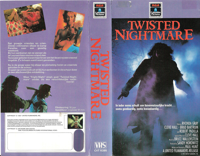TWISTED NIGHTMARE, COLUMBIA PICTURES, CNR VIDEO, VHS COVER, VHS COVERS