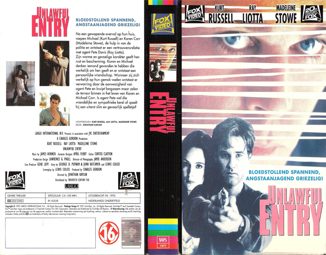 UNLAWFUL ENTRY VHS COVER