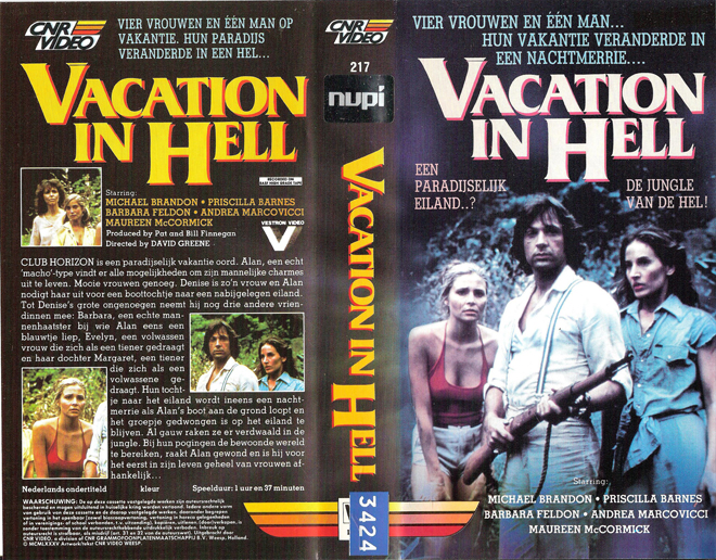 VACATION IN HELL, CNR VIDEO, BIG BOX, HORROR, ACTION EXPLOITATION, ACTION, HORROR, SCI-FI, MUSIC, THRILLER, SEX COMEDY,  DRAMA, SEXPLOITATION, VHS COVER, VHS COVERS, DVD COVER, DVD COVERS
