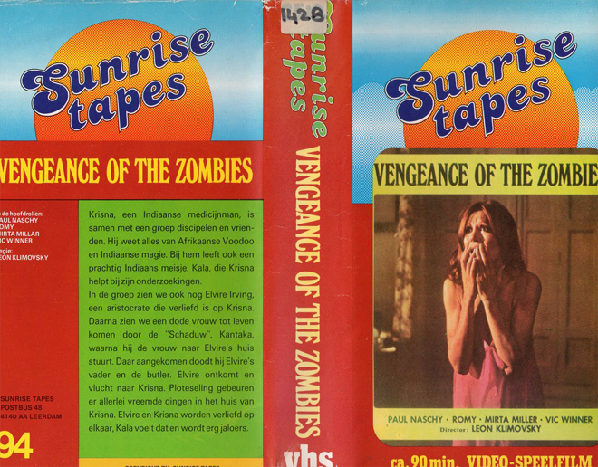 VENGEANCE OF THE ZOMBIES VHS COVER