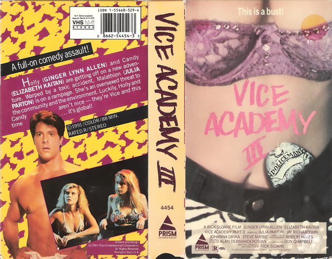 VICE ACADEMY 3, HORROR, ACTION EXPLOITATION, ACTION, HORROR, SCI-FI, MUSIC, THRILLER, SEX COMEDY,  DRAMA, SEXPLOITATION, VHS COVER, VHS COVERS, DVD COVER, DVD COVERS