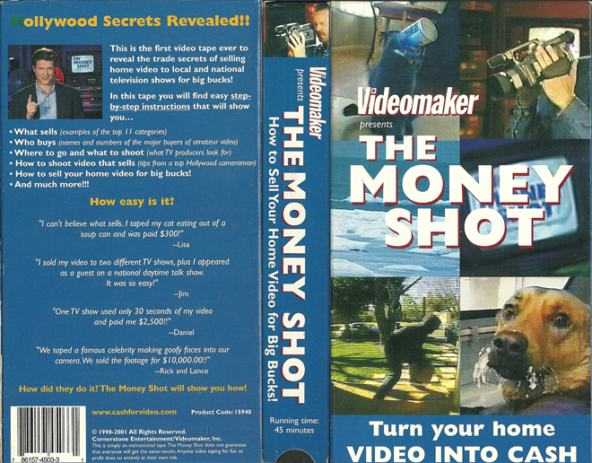 VIDEOMAKER PRESENTS THE MONEY SHOT HOW TO SELL YOUR HOME VIDEO FOR BIG BUCKS VHS COVER