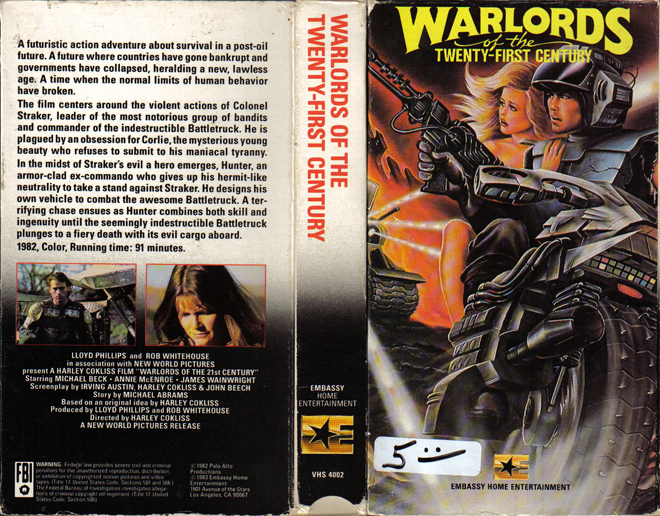 WARLORDS OF THE TWENTY FIRST CENTURY, VHS COVERS, VHS COVER 