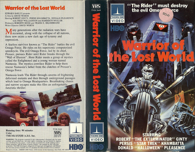 WARRIOR OF THE LOST WORLD, ACTION VHS COVER, HORROR VHS COVER, BLAXPLOITATION VHS COVER, HORROR VHS COVER, ACTION EXPLOITATION VHS COVER, SCI-FI VHS COVER, MUSIC VHS COVER, SEX COMEDY VHS COVER, DRAMA VHS COVER, SEXPLOITATION VHS COVER, BIG BOX VHS COVER, CLAMSHELL VHS COVER, VHS COVER, VHS COVERS, DVD COVER, DVD COVERS
