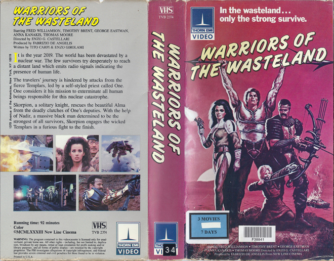 WARRIORS OF THE WASTELAND VHS COVER, VHS COVERS