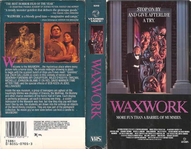 WAXWORK VESTRON VIDEO VHS COVER, VHS COVERS