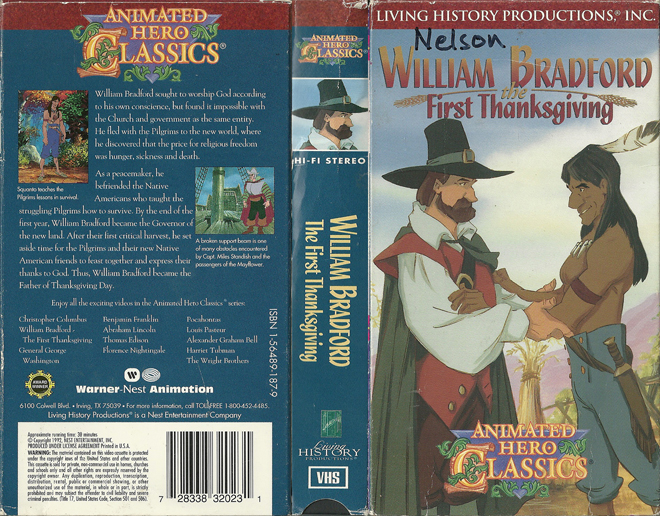 WILLIAM BRADFORD - THE FIRST THANKSGIVING, ACTION VHS COVER, HORROR VHS COVER, BLAXPLOITATION VHS COVER, HORROR VHS COVER, ACTION EXPLOITATION VHS COVER, SCI-FI VHS COVER, MUSIC VHS COVER, SEX COMEDY VHS COVER, DRAMA VHS COVER, SEXPLOITATION VHS COVER, BIG BOX VHS COVER, CLAMSHELL VHS COVER, VHS COVER, VHS COVERS, DVD COVER, DVD COVERS