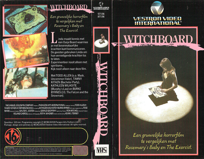 WITCHBOARD 1 VHS COVER, VHS COVERS