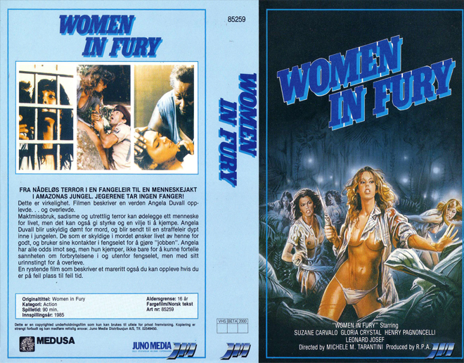 WOMEN IN FURY MEDUSA HOME VIDEO, HORROR, ACTION EXPLOITATION, ACTION, HORROR, SCI-FI, MUSIC, THRILLER, SEX COMEDY,  DRAMA, SEXPLOITATION, VHS COVER, VHS COVERS, DVD COVER, DVD COVERS