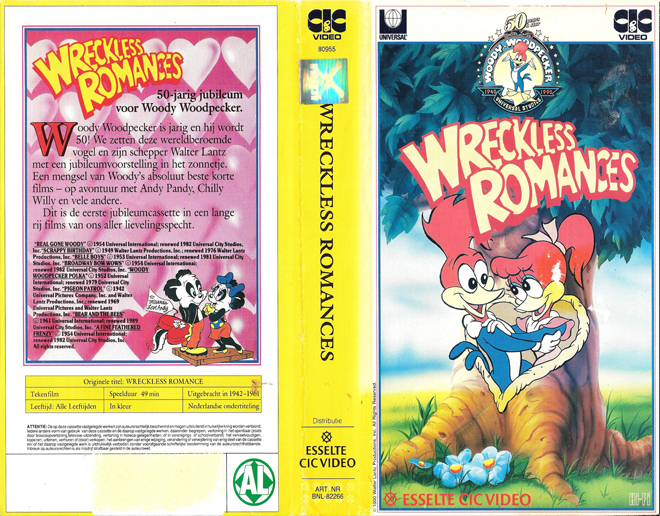 WOODY WOODPECKER : WRECKLESS ROMANCES VHS COVER