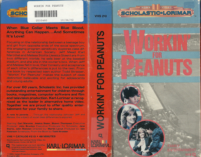 WORKIN FOR PEANUTS SCHOLASTIC LORIMAR VHS COVER