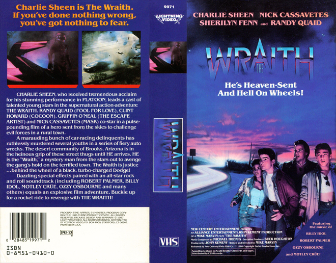 WRAITH CHARLIE SHEEN, VHS COVERS, VHS COVER
