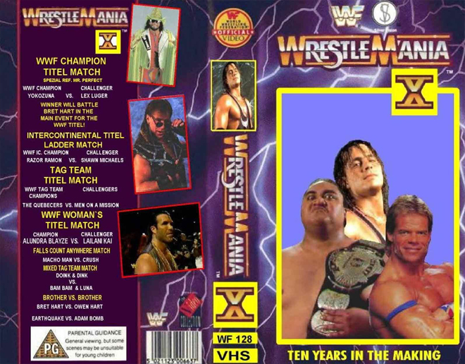 WRESTLEMANIA 10, WWF, WWE, COLISEUM VIDEO, THE HULKAMANIACS, VHS COVER, VHS COVERS