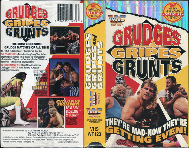 WWF GRUDGES GRIPES AND GRUNTS, WWF, WWE, COLISEUM VIDEO, VHS COVER, VHS COVERS