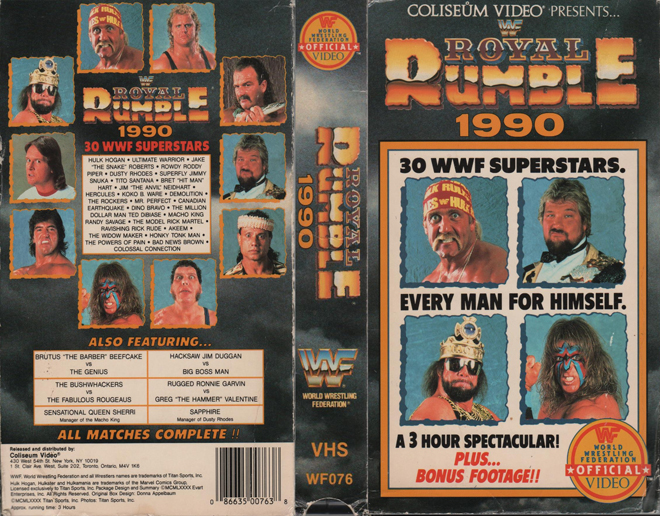 WWF ROYAL RUMBLE 1990 VHS COVER