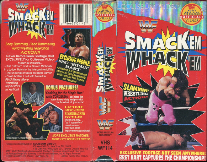 WWF SMACK EM WHACK EM VHS COVER, VHS COVERS