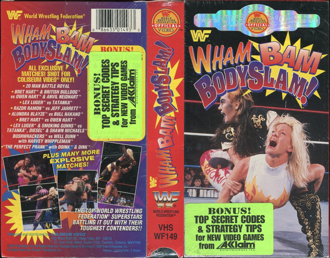WWF WHAM BAM BODYSLAM, WWE, COLISEUM VIDEO, ACTION, HORROR, BLAXPLOITATION, HORROR, ACTION EXPLOITATION, SCI-FI, MUSIC, SEX COMEDY, DRAMA, SEXPLOITATION, VHS COVER, VHS COVERS, DVD COVER, DVD COVERS