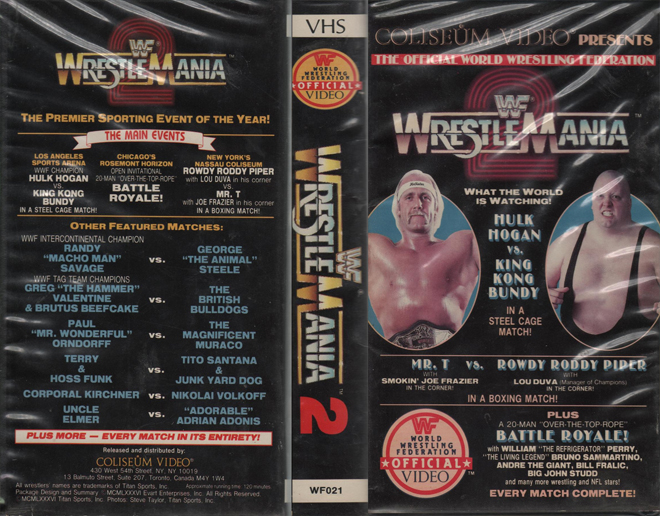 WWF WRESTLEMANIA 2 VHS COVER